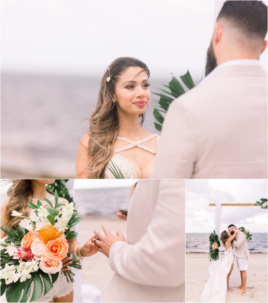 Detailed ring shots of Lais DeLeon and her husband Dr. Beau Hightower during their beach wedding. Shot by Shayla Cristine Photography, the best adventure wedding photographers based in Albuquerque New Mexico who travel to photograph destination weddings. 