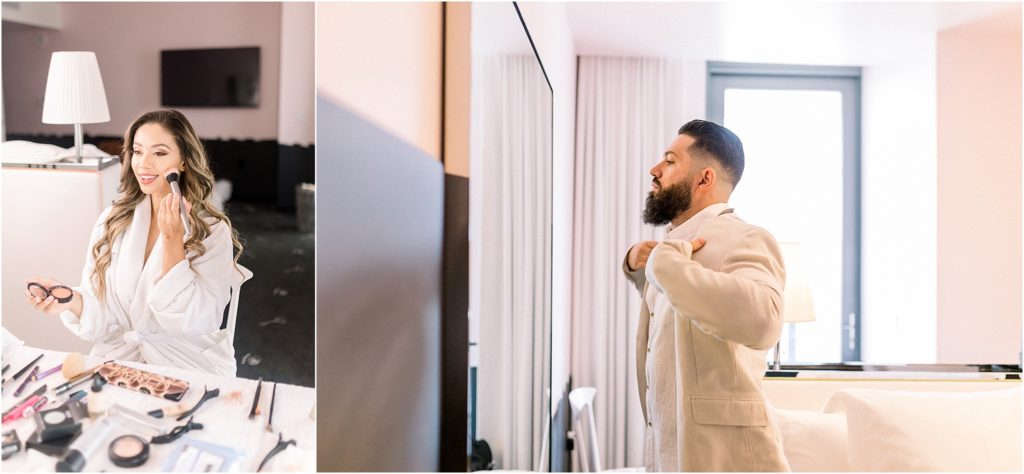 Dr. Beau Hightower and Lais DeLeon, newlyweds, preparing for their beach wedding celebration. Shot by Shayla Cristine Photography, an Albuquerque, New Mexico wedding photography team. 