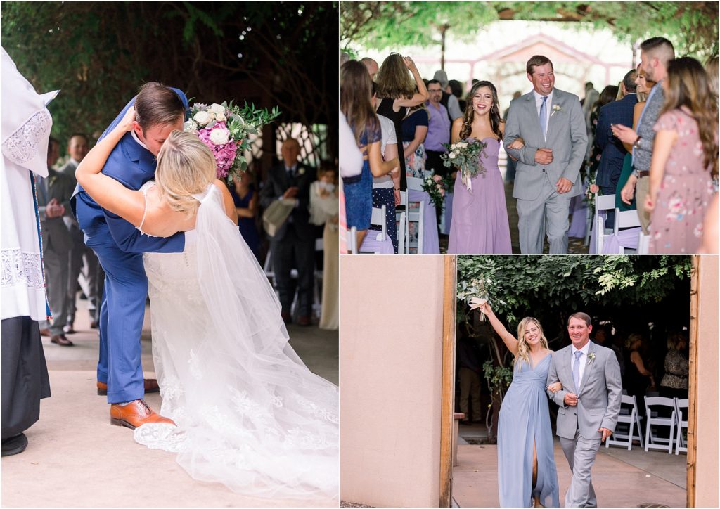 One more shot of the big kiss, and a few of the bridesmaids and groomsmen after the wedding ceremony in the outdoor chapel of the ABQ BioPark's wedding space. Shot by Shayla Cristine wedding Photography, local adventure wedding photographers based in Albuquerque, New Mexico. 