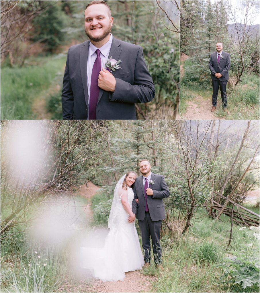 The newlywed couple pose for their wedding photographer, Shayla Cristine Photography, who is based in Albuquerque, New Mexico. 